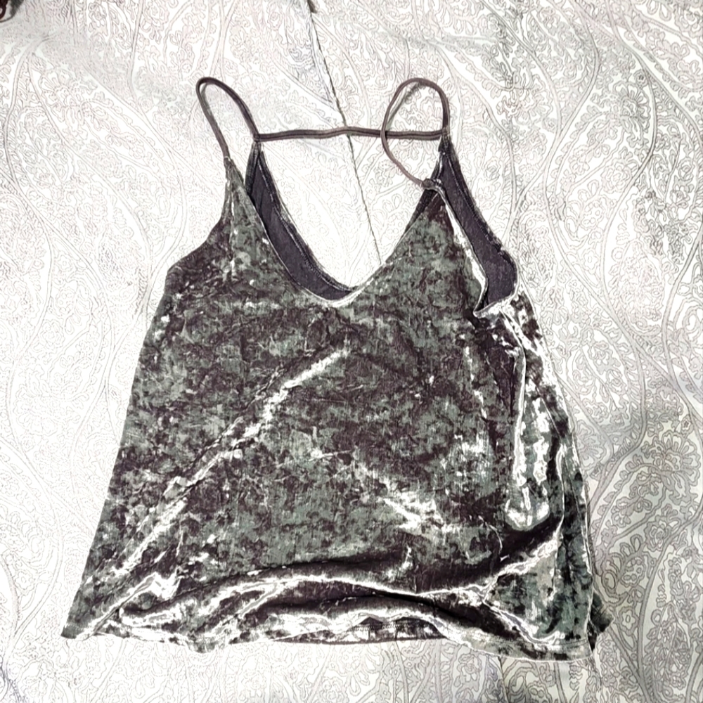 American Eagle Outfitters Grey crushed velvet tank top
